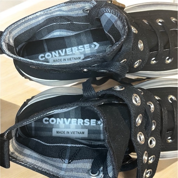 Converse Run Star Hike Platform Sneakers 9.5 Black Canvas Chuck Taylor Shoes​ - Picture 3 of 10